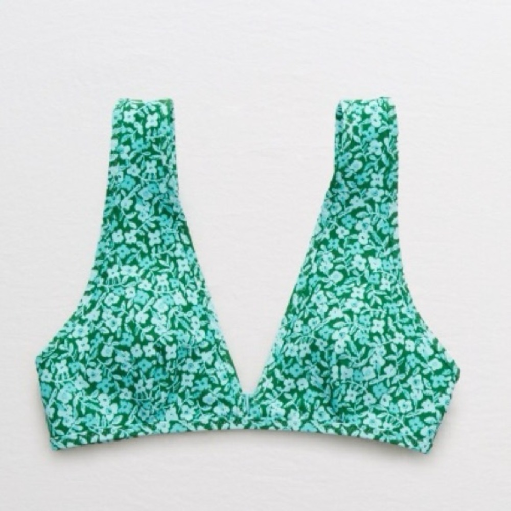 Aerie Mint and Teal Floral Bikini Top